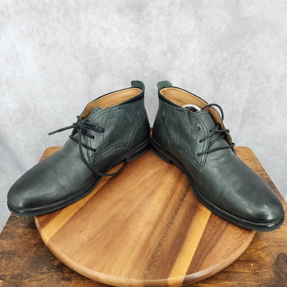 Cole Haan Chukka Boots Mens 11 M Ogden Stitch Black Leather Lace Up Ankle C24524